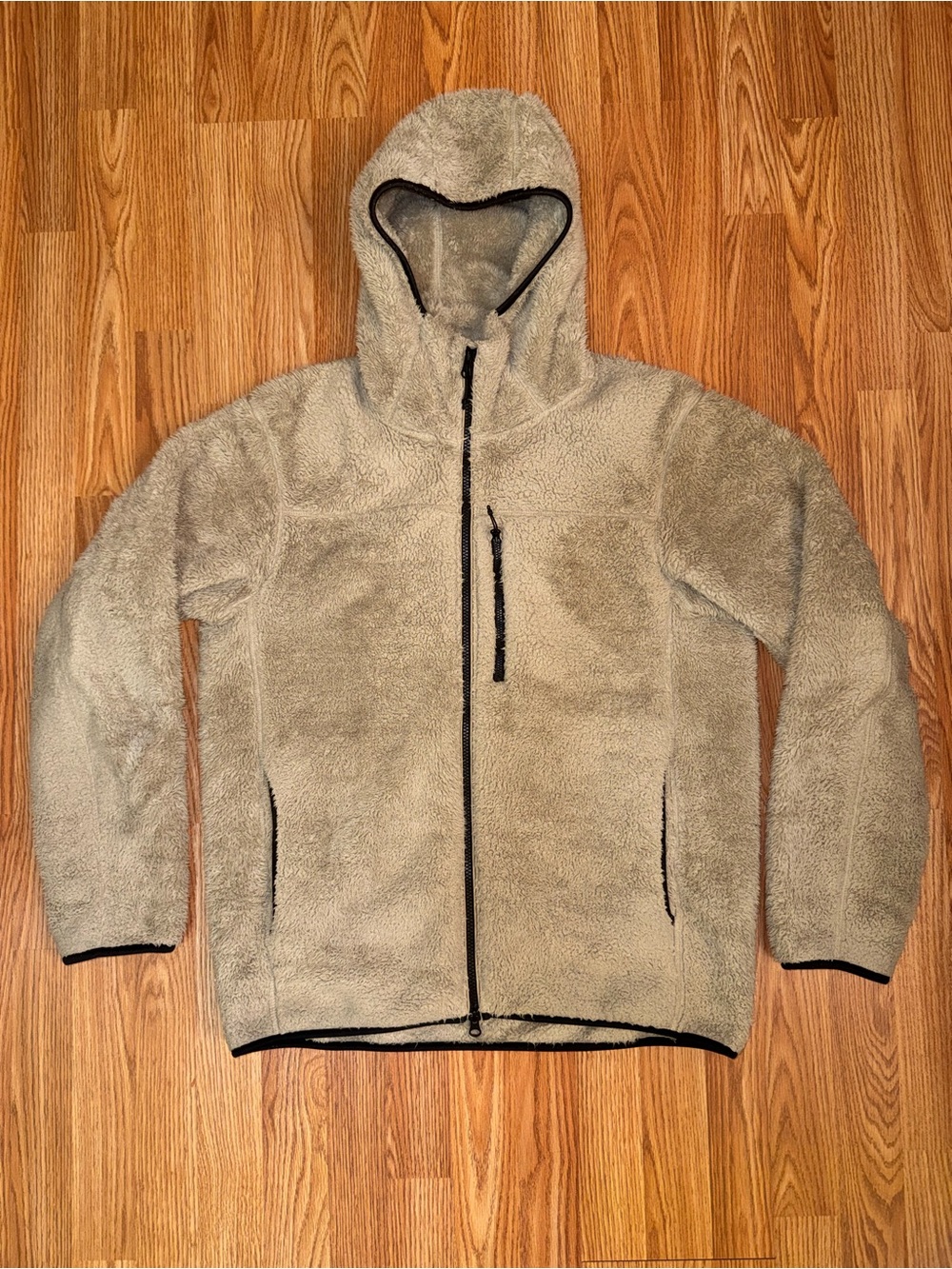 Windproof Fluffy Yarn Fleece Full-Zip Hoodie Size Medium